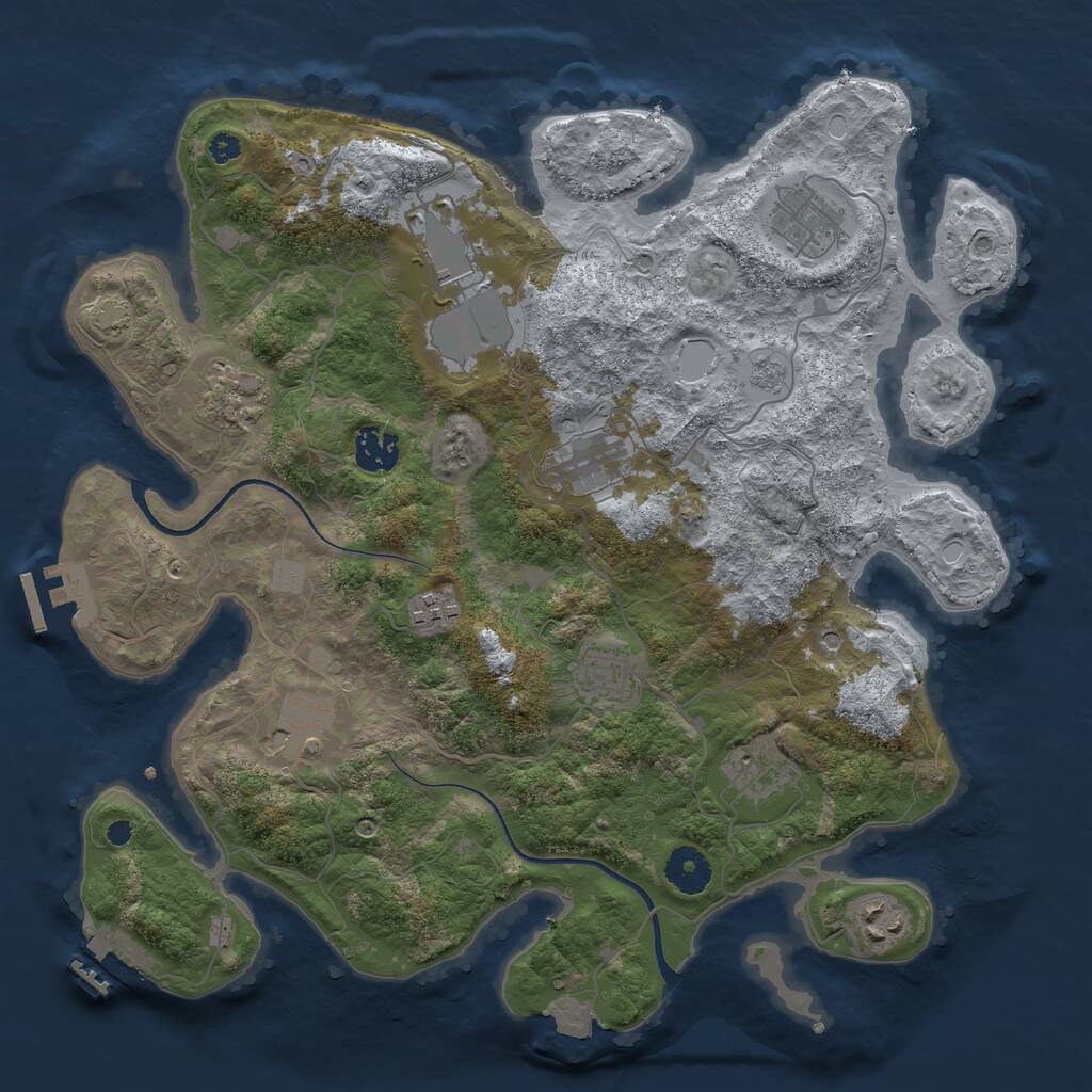 Rust Map: Procedural Map, Size: 3600, Seed: 862892, 16 Monuments