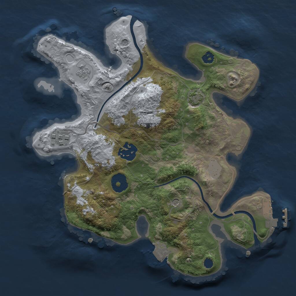 Rust Map: Procedural Map, Size: 2500, Seed: 982783797, 7 Monuments