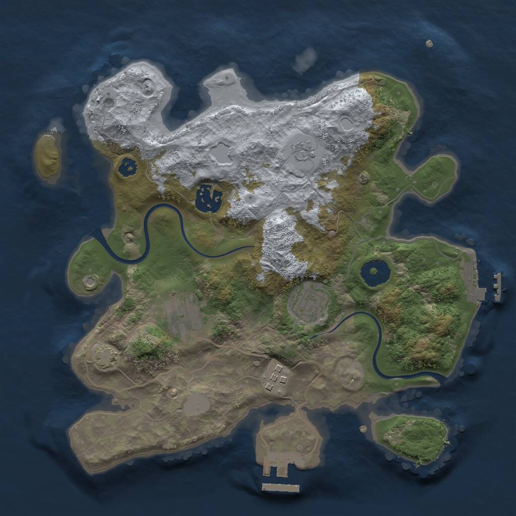 Rust Map: Procedural Map, Size: 2800, Seed: 2137942830, 9 Monuments