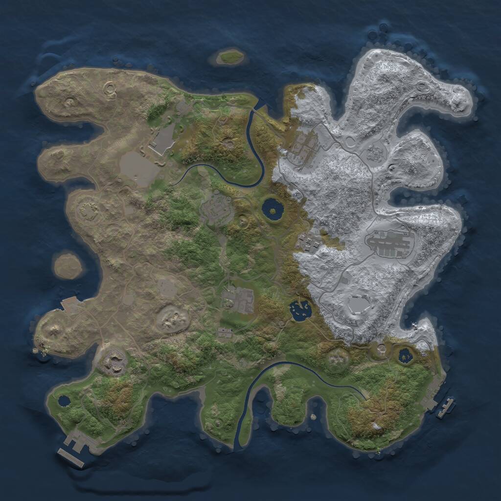 Rust Map: Procedural Map, Size: 3500, Seed: 127681730, 14 Monuments