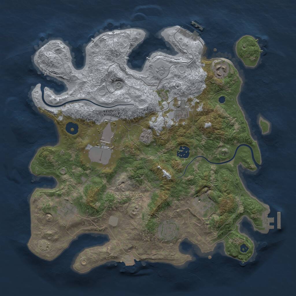 Rust Map: Procedural Map, Size: 3500, Seed: 266600510, 14 Monuments