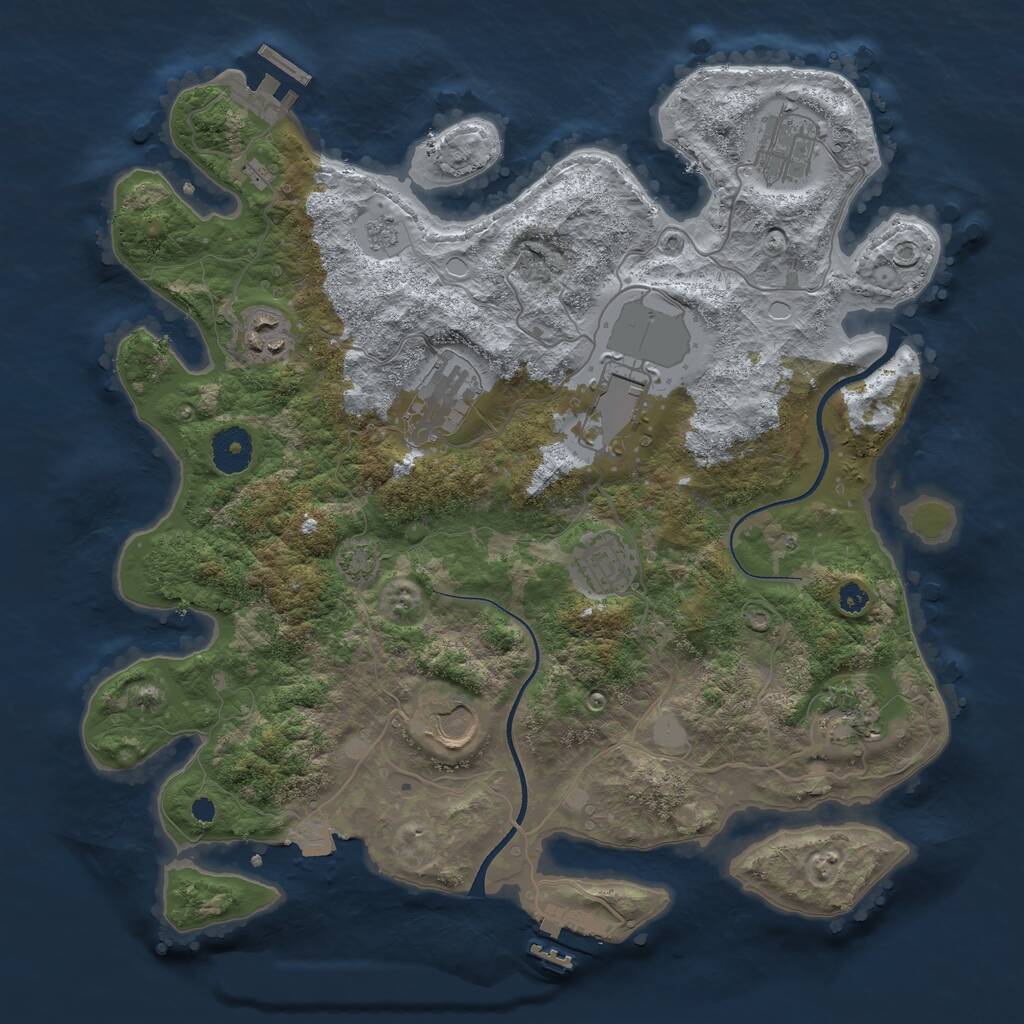 Rust Map: Procedural Map, Size: 3500, Seed: 2005408536, 12 Monuments