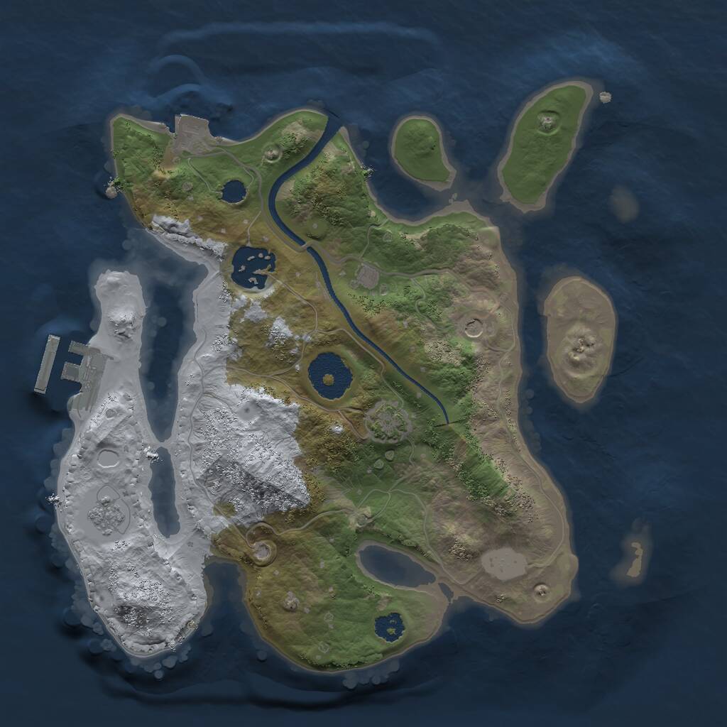 Rust Map: Procedural Map, Size: 2499, Seed: 1163990240, 6 Monuments