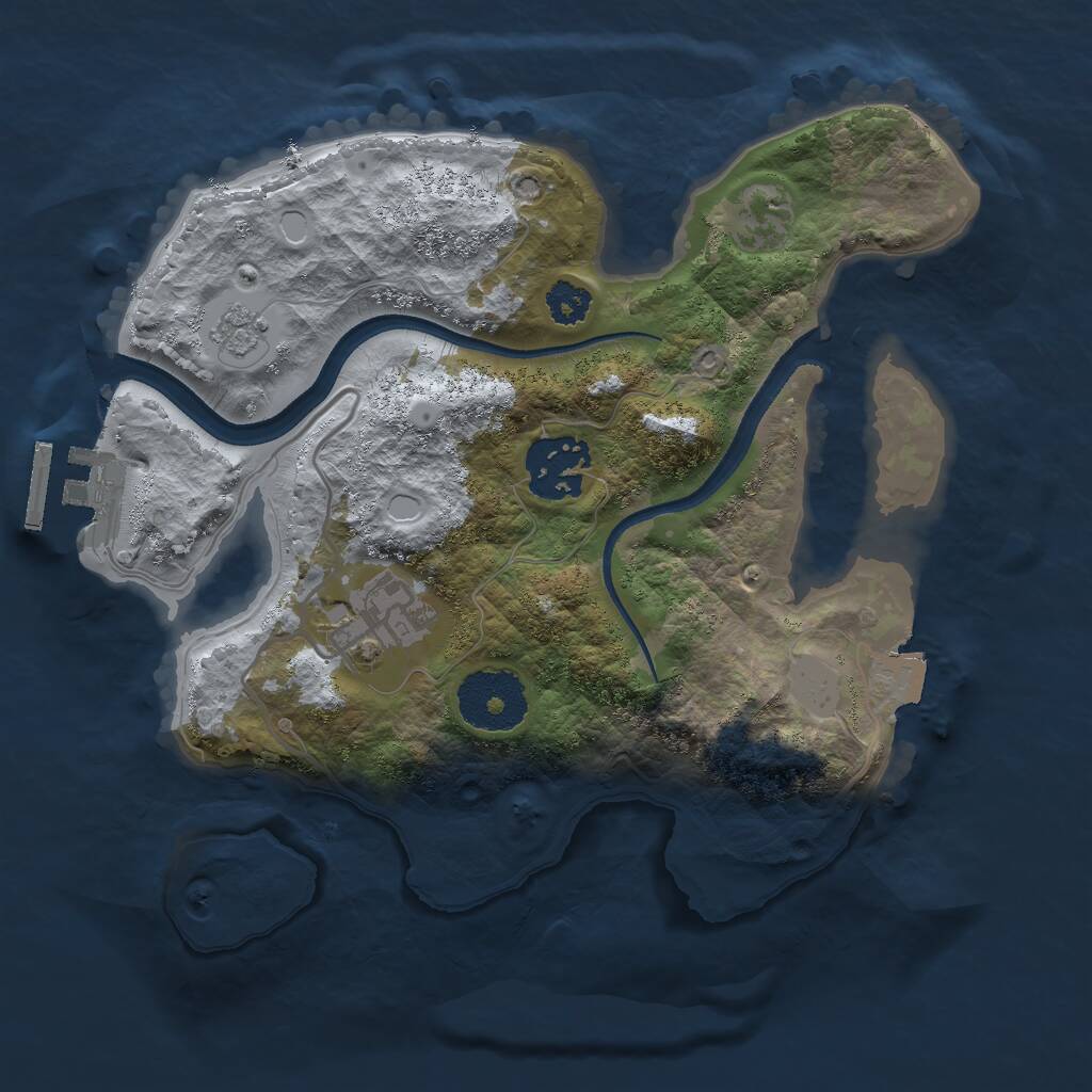 Rust Map: Procedural Map, Size: 2500, Seed: 1269677932, 5 Monuments