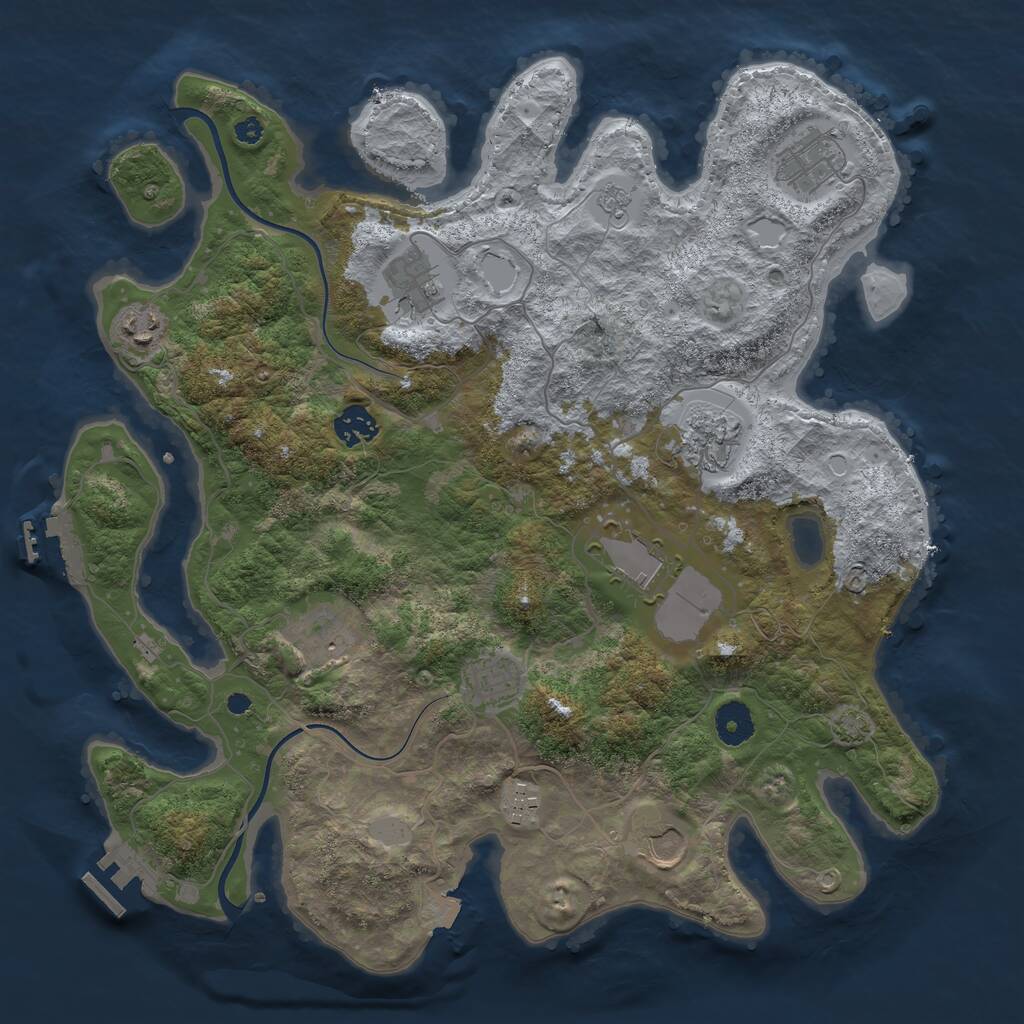 Rust Map: Procedural Map, Size: 3750, Seed: 1952493197, 15 Monuments