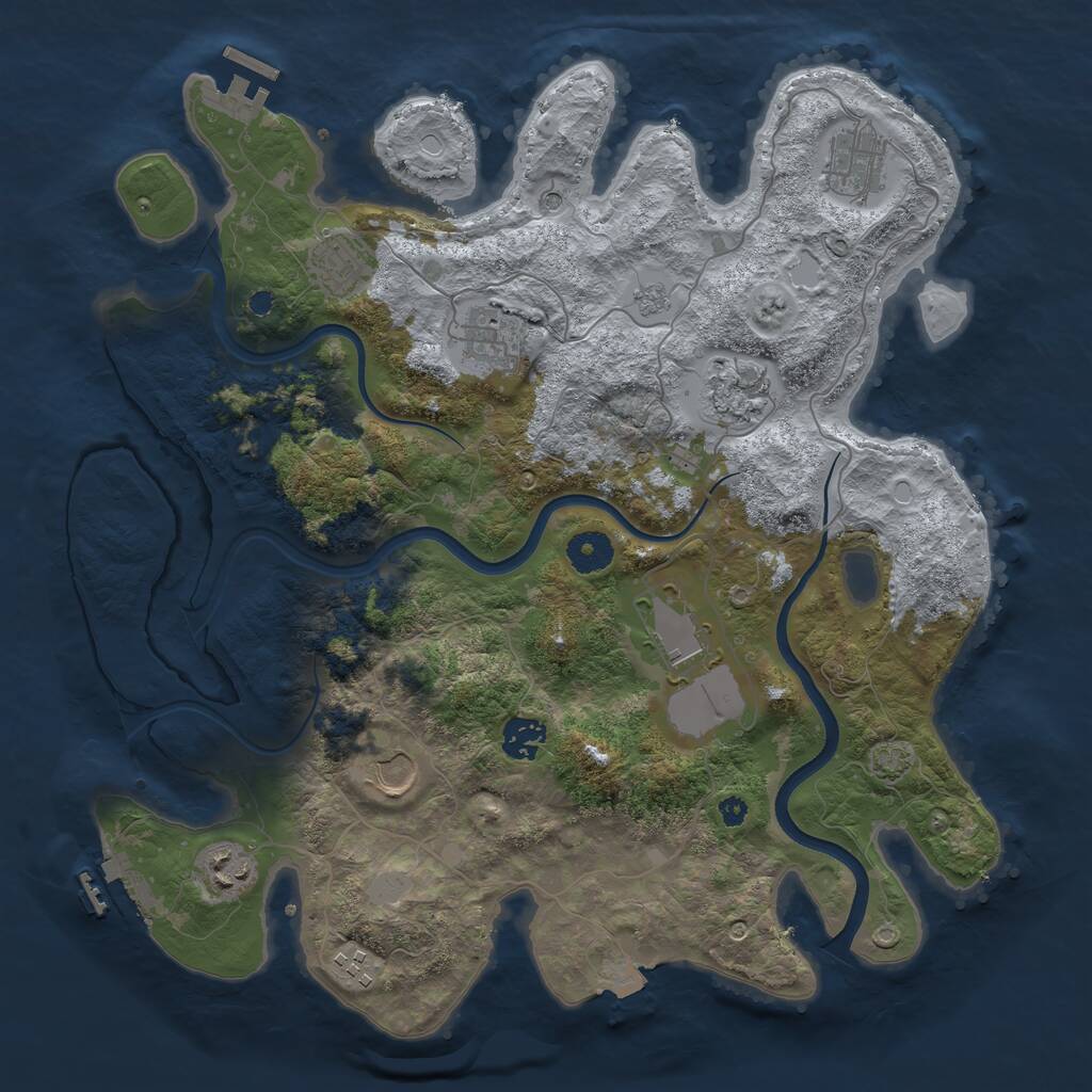 Rust Map: Procedural Map, Size: 3750, Seed: 1952493197, 15 Monuments