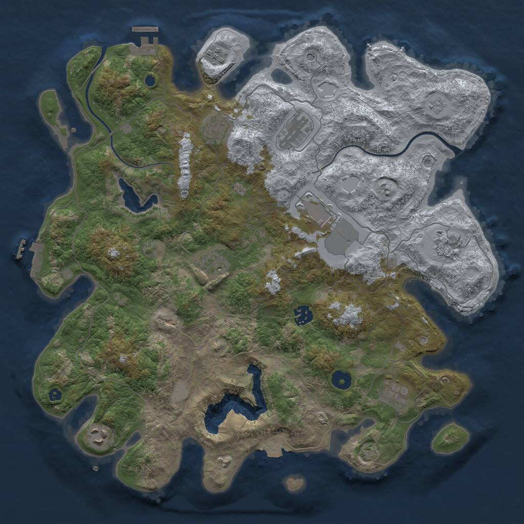 Rust Map: Procedural Map, Size: 4000, Seed: 1690727374, 15 Monuments