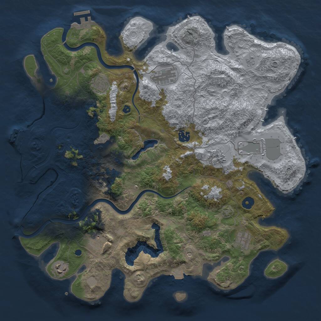 Rust Map: Procedural Map, Size: 4000, Seed: 1690727374, 16 Monuments