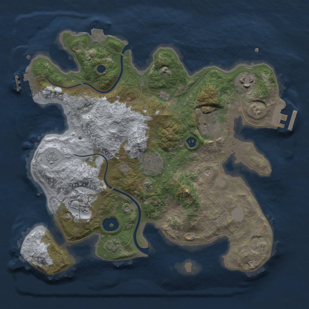 Rust Map: Procedural Map, Size: 3000, Seed: 23093, 10 Monuments