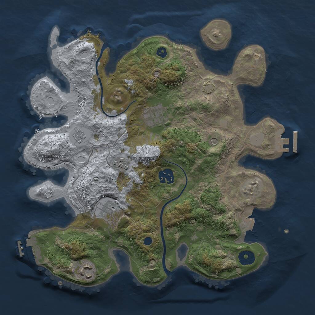 Rust Map: Procedural Map, Size: 3000, Seed: 19993, 11 Monuments