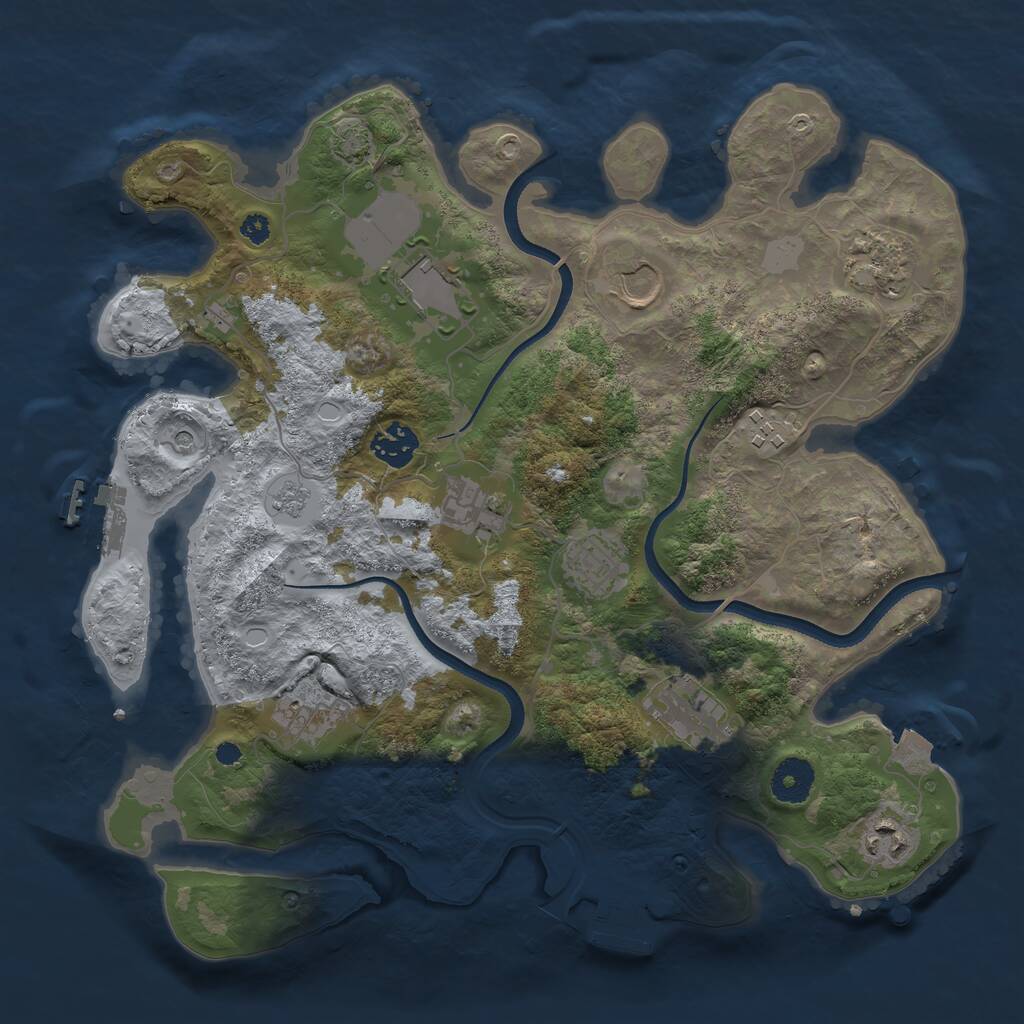 Rust Map: Procedural Map, Size: 3500, Seed: 345623, 16 Monuments