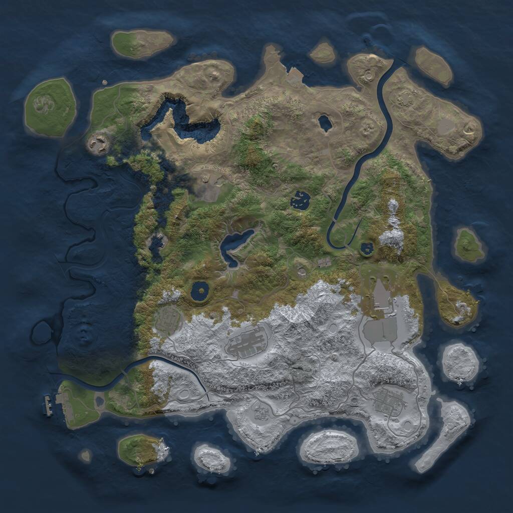 Rust Map: Procedural Map, Size: 4000, Seed: 1488228, 13 Monuments