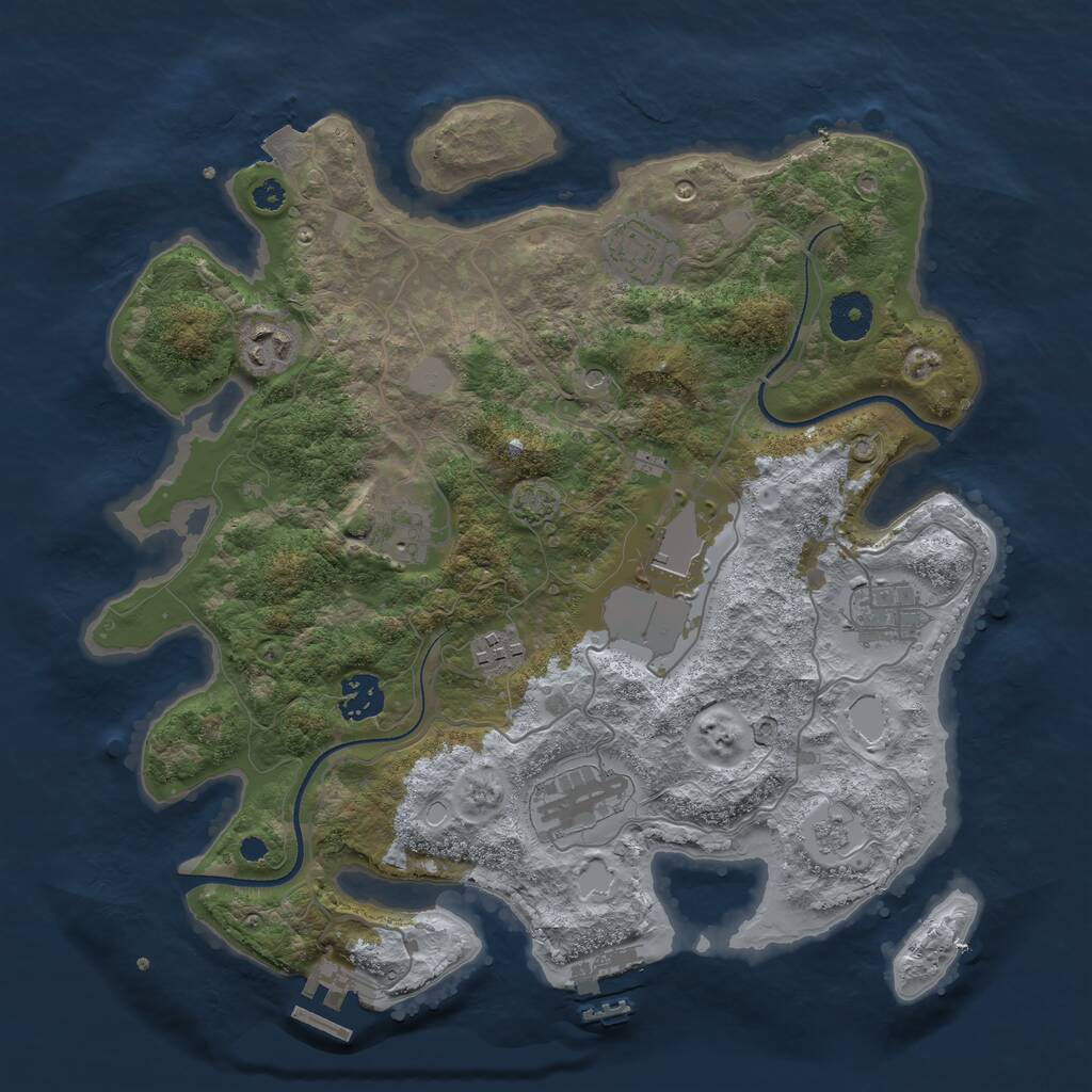 Rust Map: Procedural Map, Size: 3500, Seed: 3764523, 14 Monuments