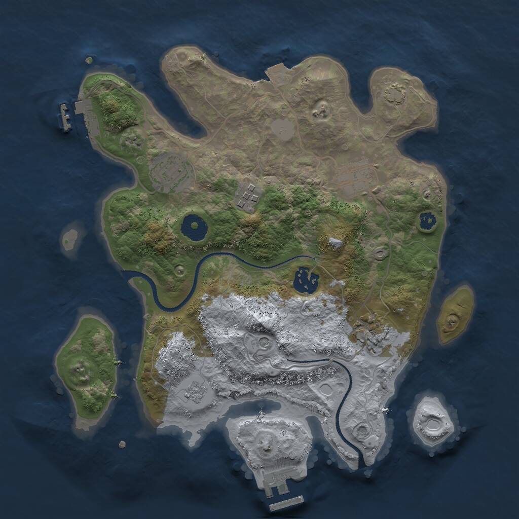 Rust Map: Procedural Map, Size: 3000, Seed: 1068222476, 11 Monuments