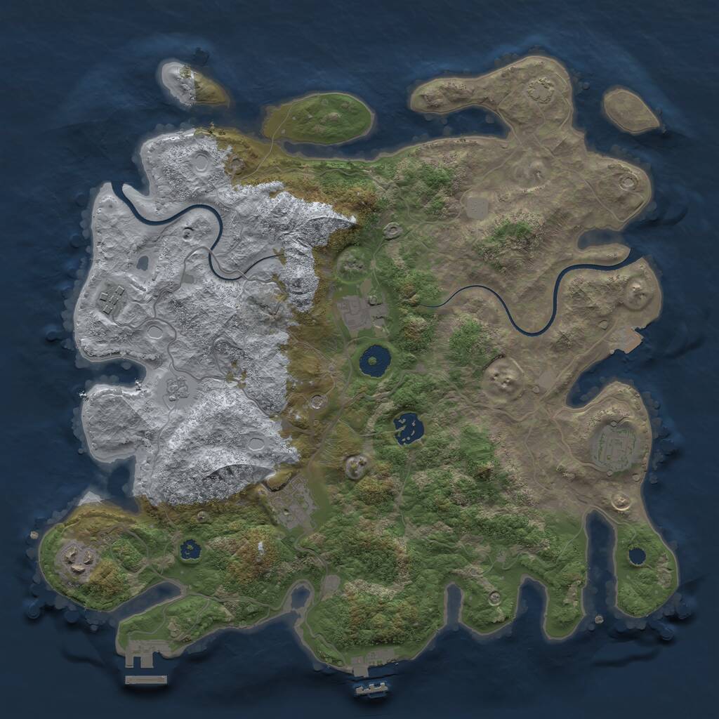 Rust Map: Procedural Map, Size: 3500, Seed: 1730964136, 12 Monuments