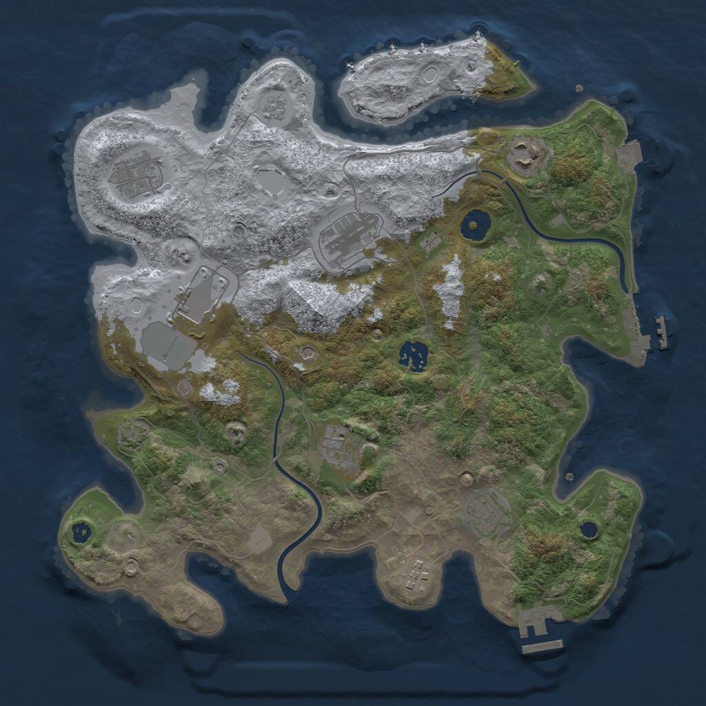 Rust Map: Procedural Map, Size: 3500, Seed: 754235367, 14 Monuments