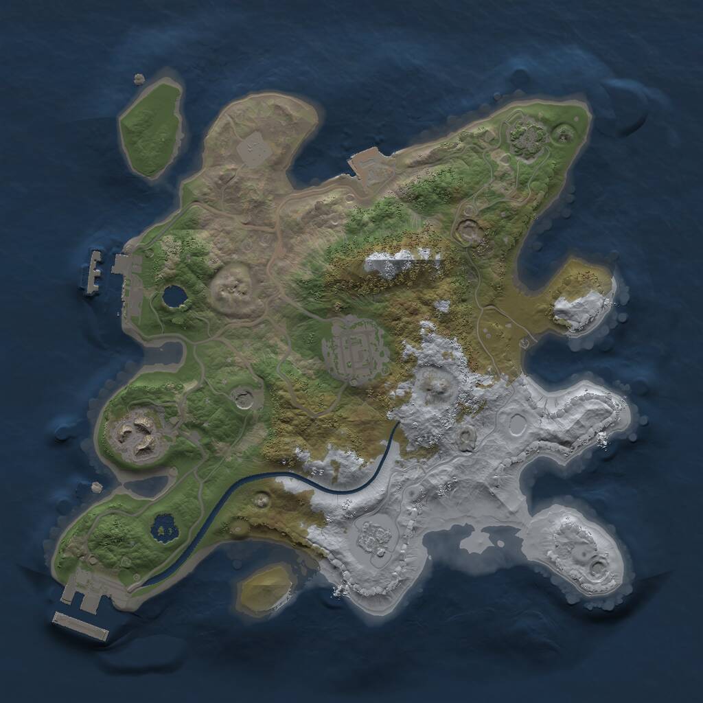 Rust Map: Procedural Map, Size: 2500, Seed: 66521482, 8 Monuments