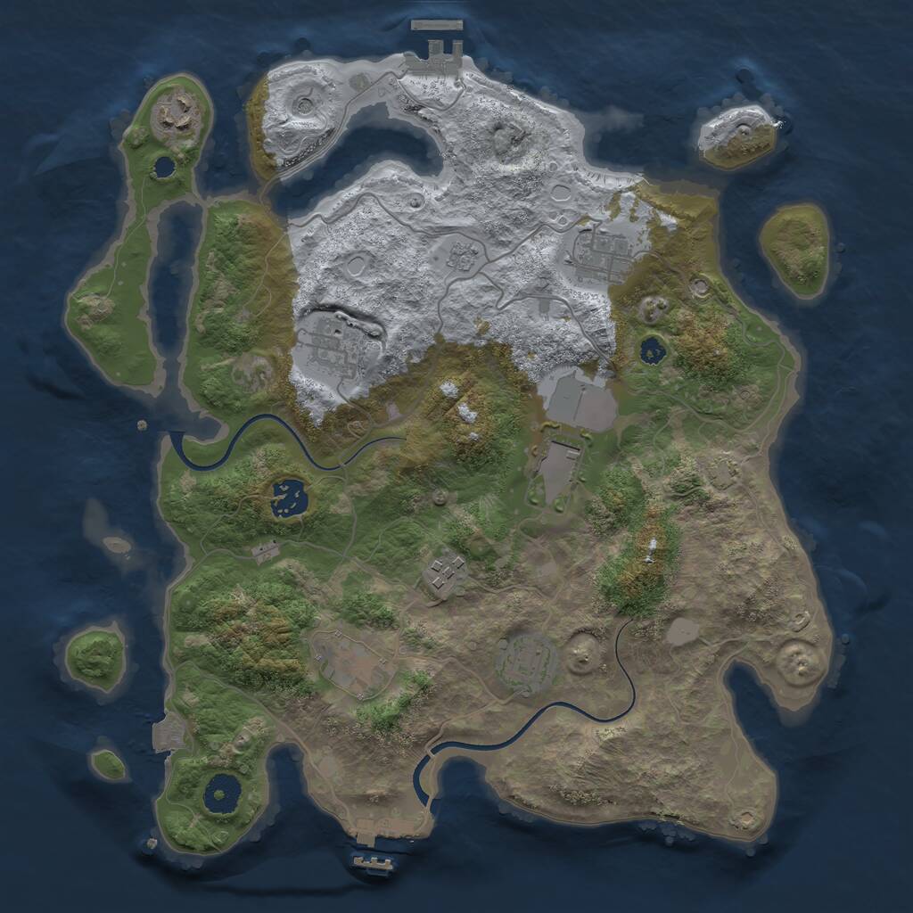 Rust Map: Procedural Map, Size: 3550, Seed: 764775845, 14 Monuments