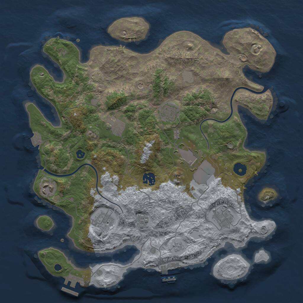 Rust Map: Procedural Map, Size: 3500, Seed: 4998110, 14 Monuments