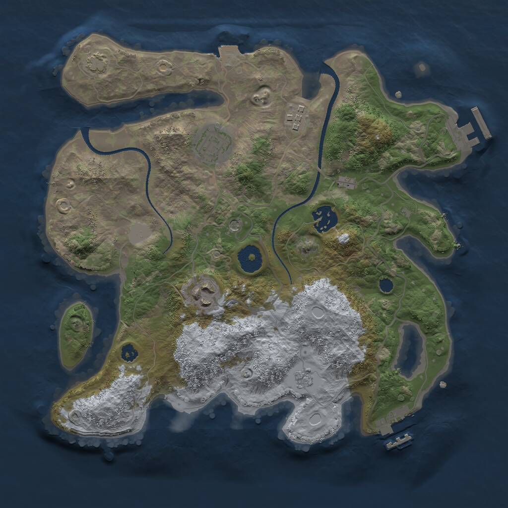 Rust Map: Procedural Map, Size: 3000, Seed: 1008088580, 10 Monuments