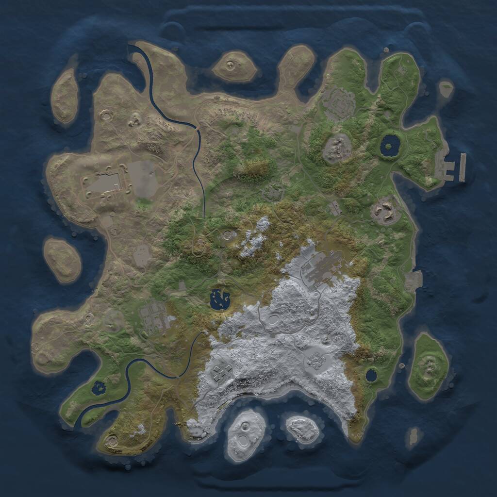 Rust Map: Procedural Map, Size: 3500, Seed: 513860208, 12 Monuments