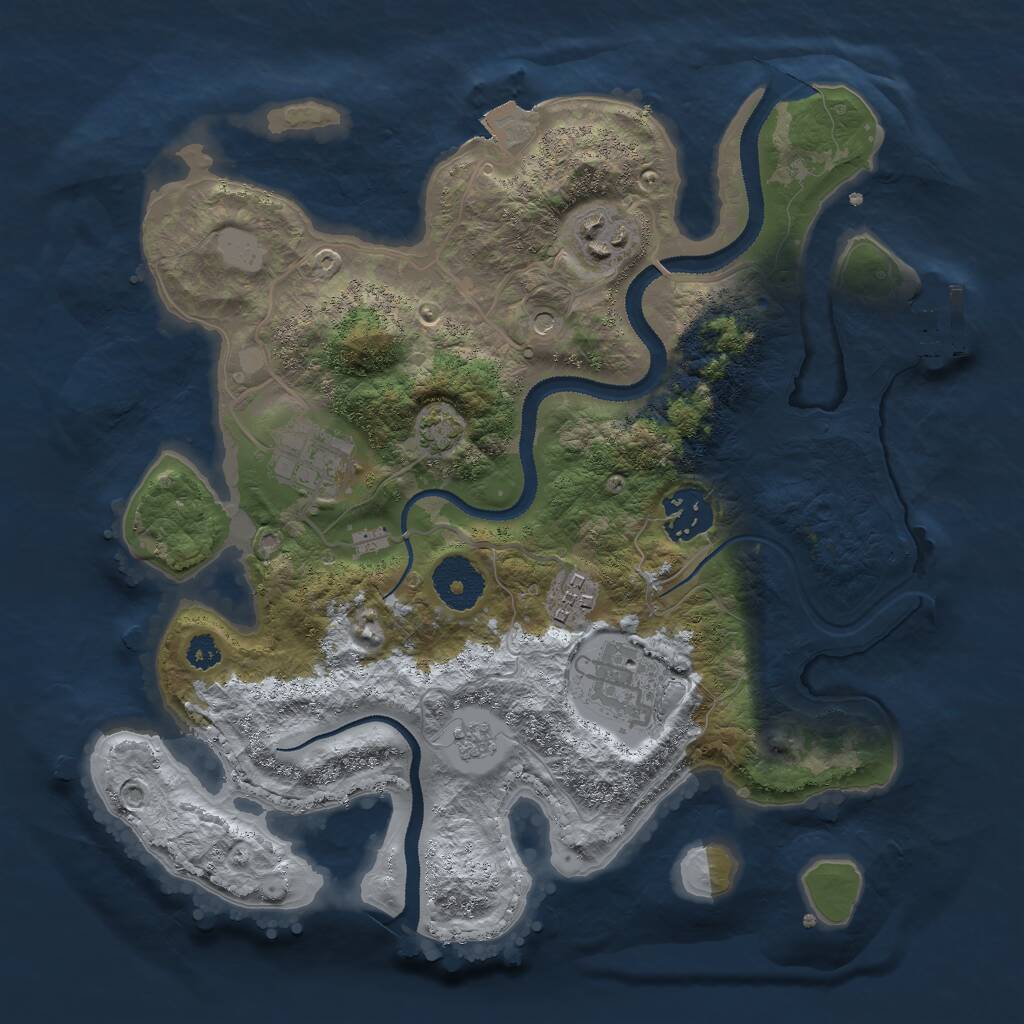Rust Map: Procedural Map, Size: 3000, Seed: 17539, 10 Monuments
