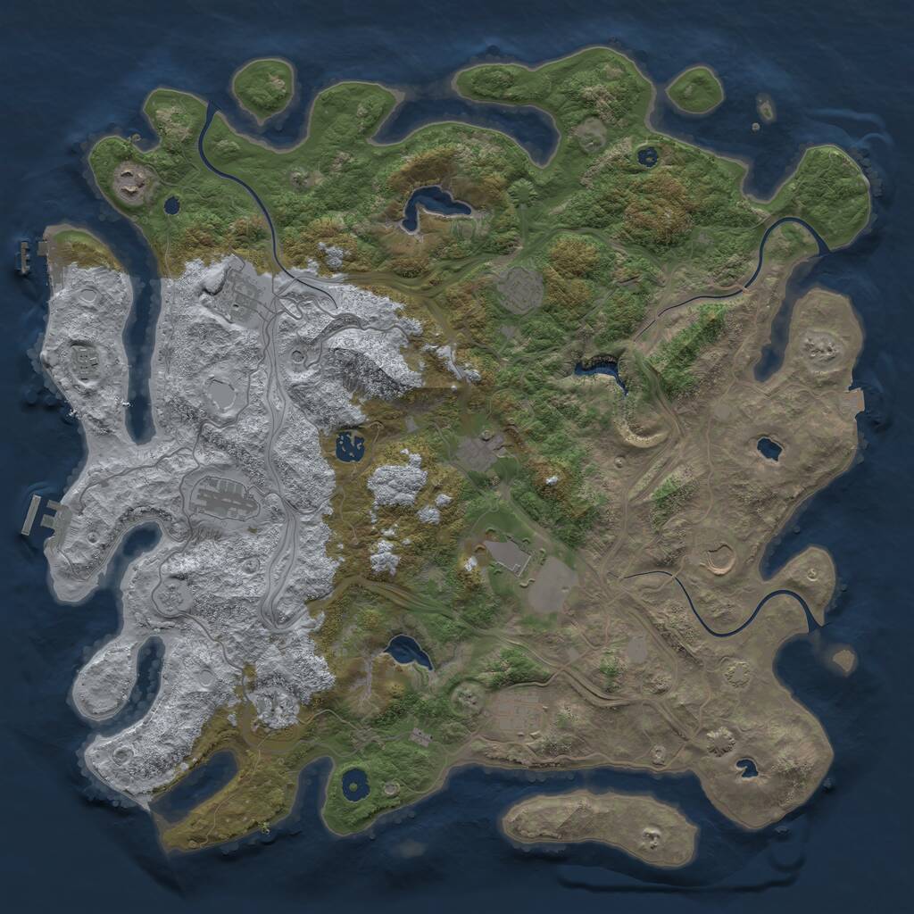 Rust Map: Procedural Map, Size: 4500, Seed: 51987, 17 Monuments