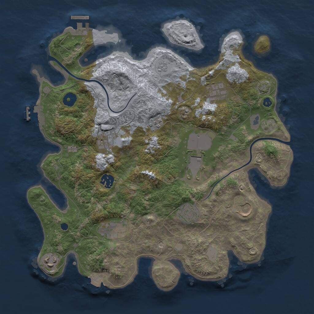 Rust Map: Procedural Map, Size: 3500, Seed: 334787870, 15 Monuments