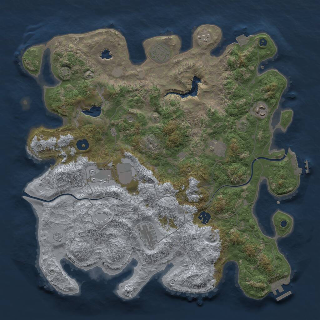 Rust Map: Procedural Map, Size: 4000, Seed: 1640919718, 13 Monuments