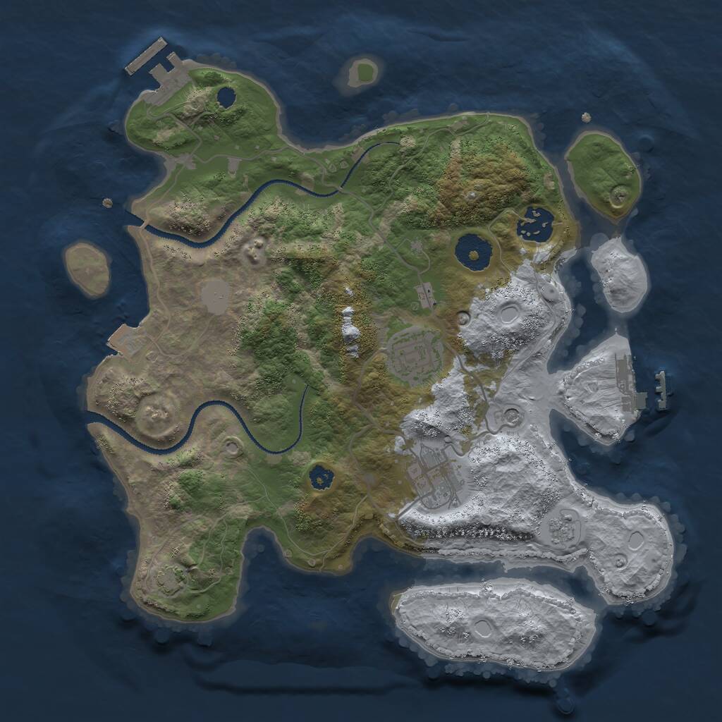 Rust Map: Procedural Map, Size: 3000, Seed: 9370825, 9 Monuments
