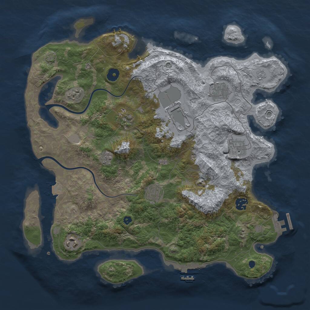 Rust Map: Procedural Map, Size: 3700, Seed: 787588842, 14 Monuments