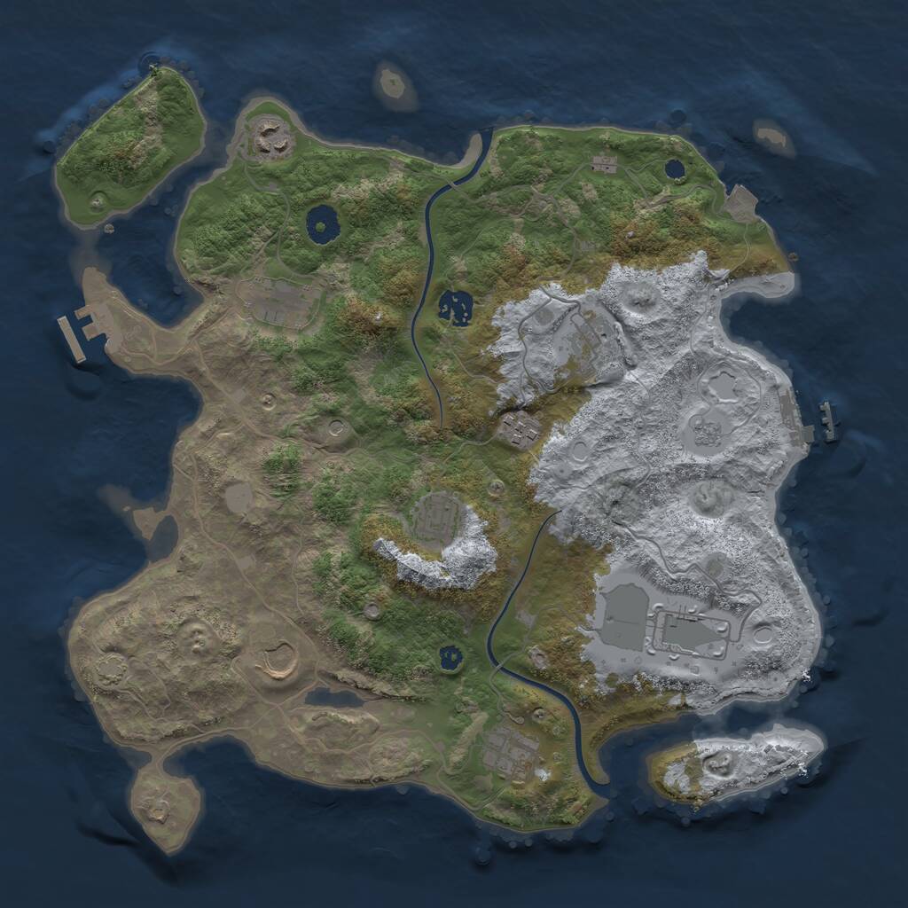 Rust Map: Procedural Map, Size: 3750, Seed: 77405627, 15 Monuments