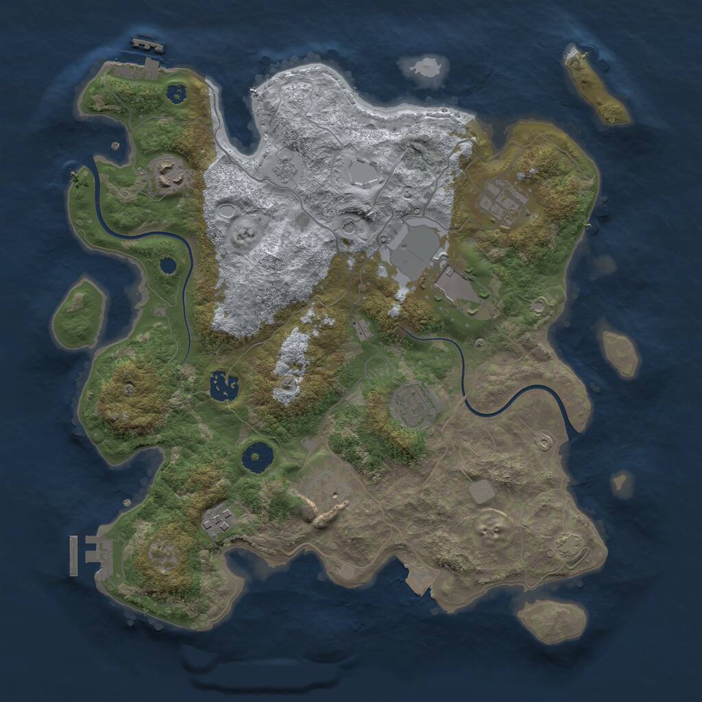 Rust Map: Procedural Map, Size: 3500, Seed: 628891139, 13 Monuments