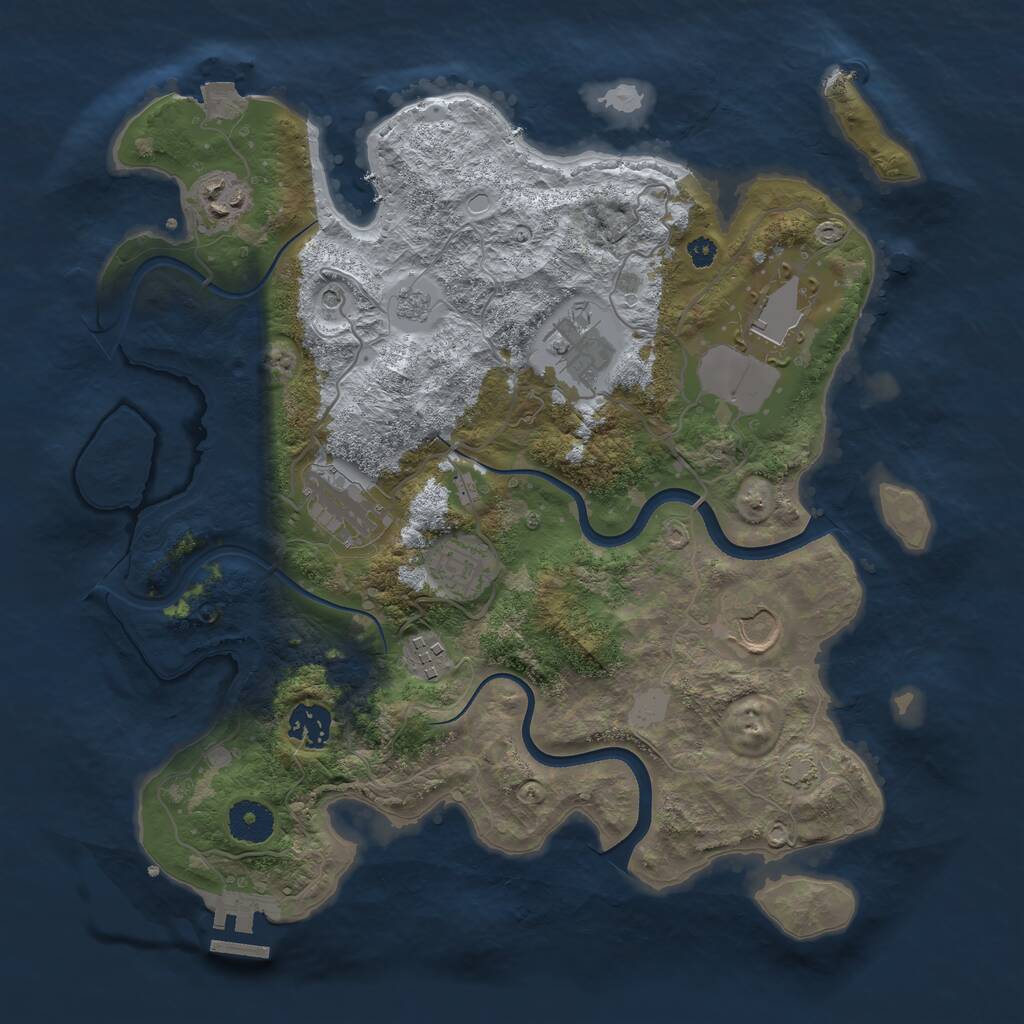 Rust Map: Procedural Map, Size: 3500, Seed: 628891139, 13 Monuments