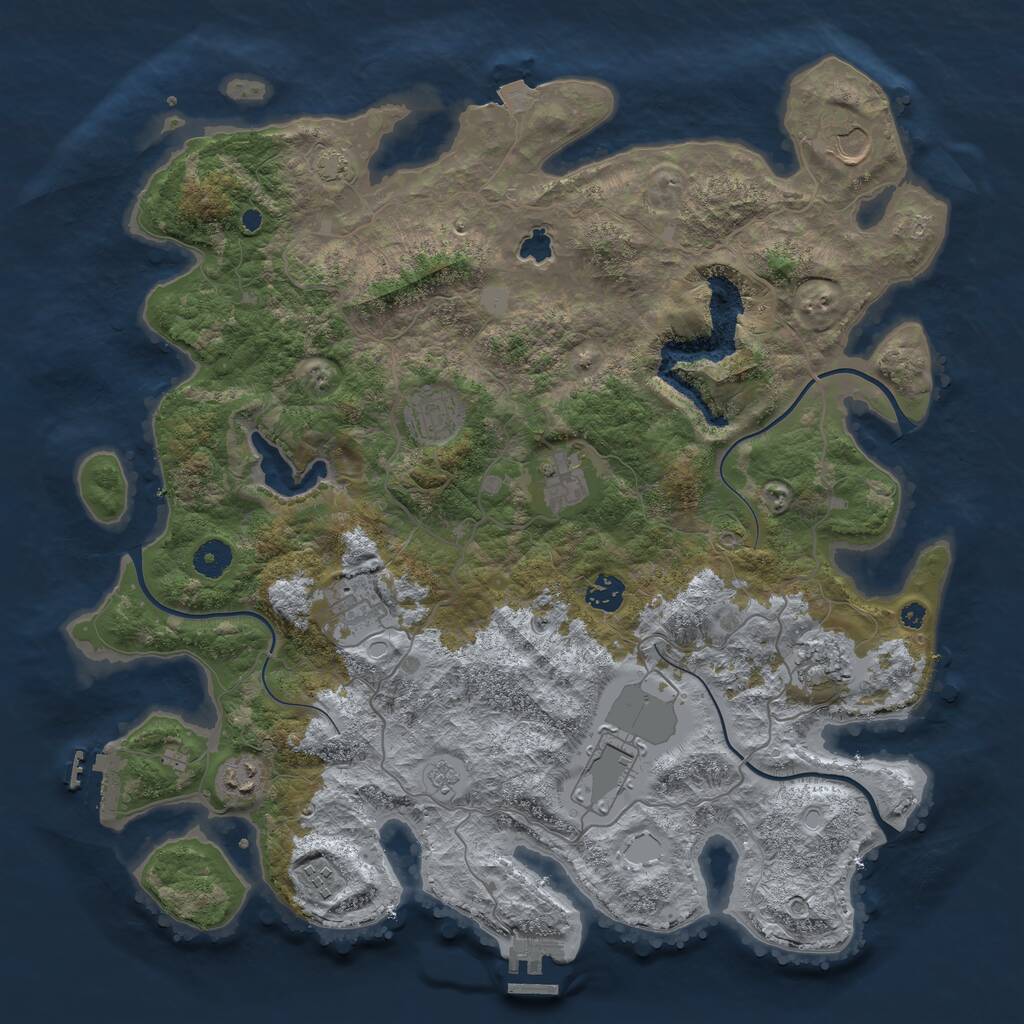 Rust Map: Procedural Map, Size: 4100, Seed: 7777777, 14 Monuments