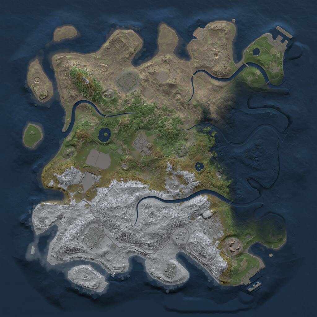Rust Map: Procedural Map, Size: 3500, Seed: 1892692811, 13 Monuments