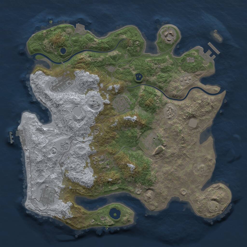Rust Map: Procedural Map, Size: 3300, Seed: 1137345005, 13 Monuments