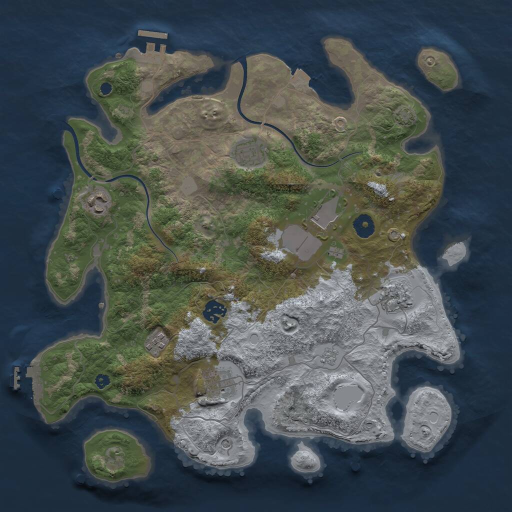 Rust Map: Procedural Map, Size: 3500, Seed: 1419025848, 13 Monuments