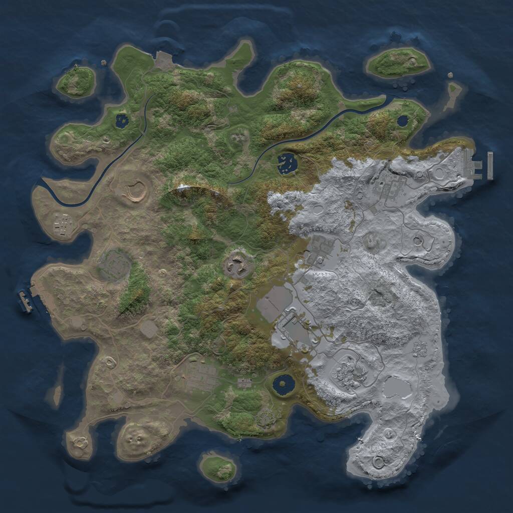 Rust Map: Procedural Map, Size: 3700, Seed: 1377259853, 16 Monuments