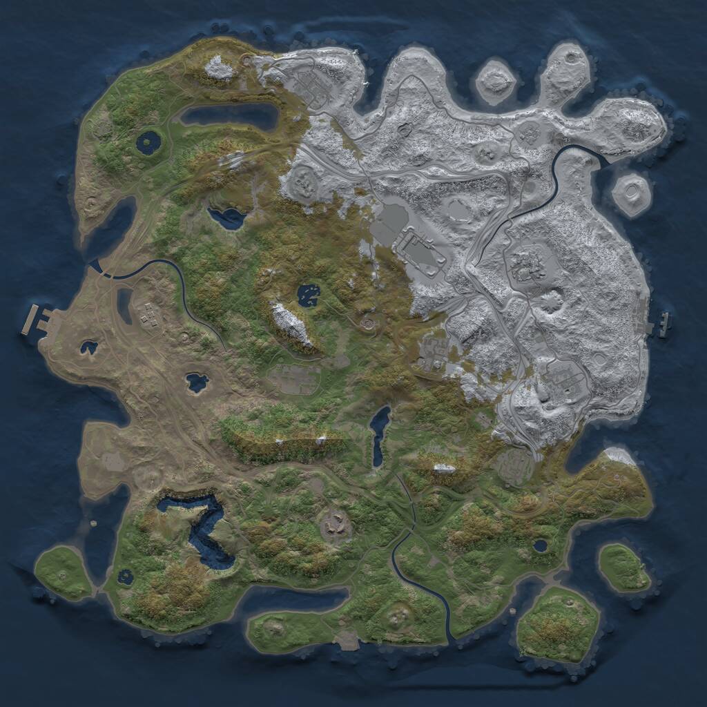 Rust Map: Procedural Map, Size: 4500, Seed: 966259651, 16 Monuments