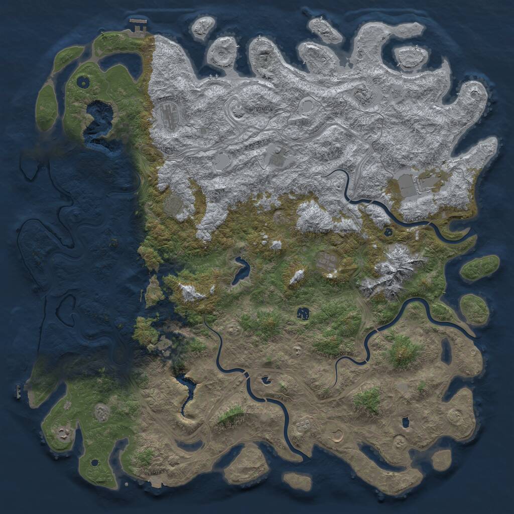 Rust Map: Procedural Map, Size: 6000, Seed: 87497, 17 Monuments