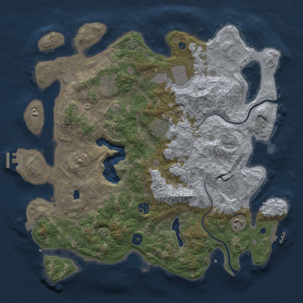 Rust Map: Procedural Map, Size: 4000, Seed: 1180224191, 13 Monuments