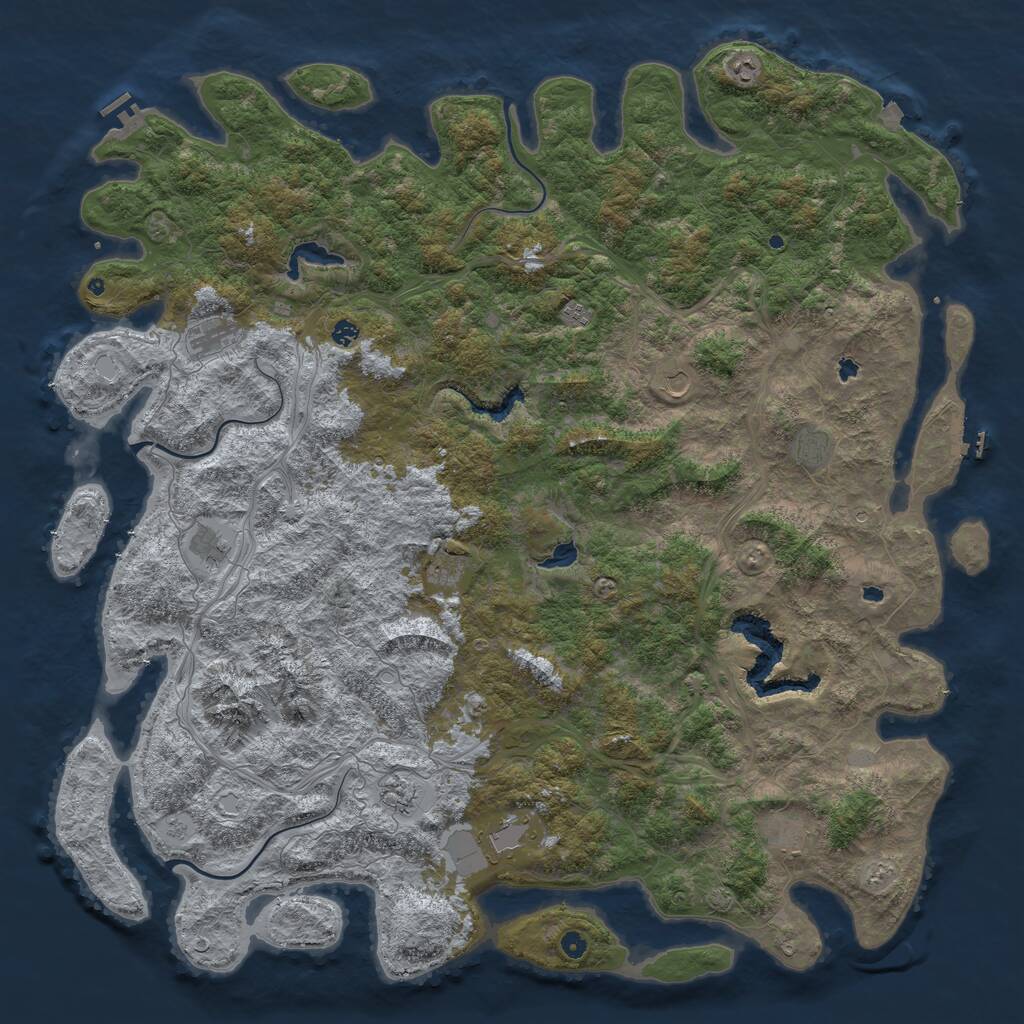 Rust Map: Procedural Map, Size: 6000, Seed: 634643512, 17 Monuments