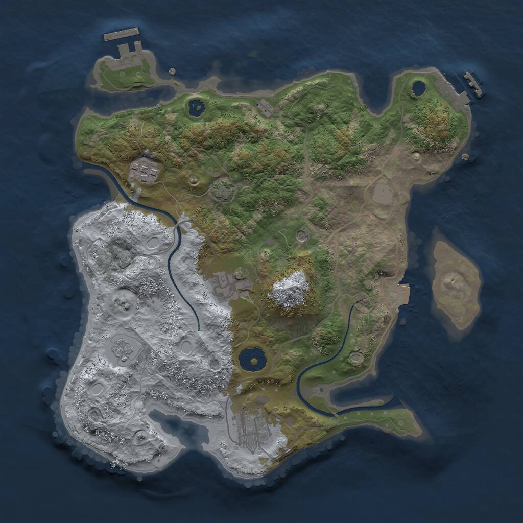 Rust Map: Procedural Map, Size: 3000, Seed: 743283712, 9 Monuments