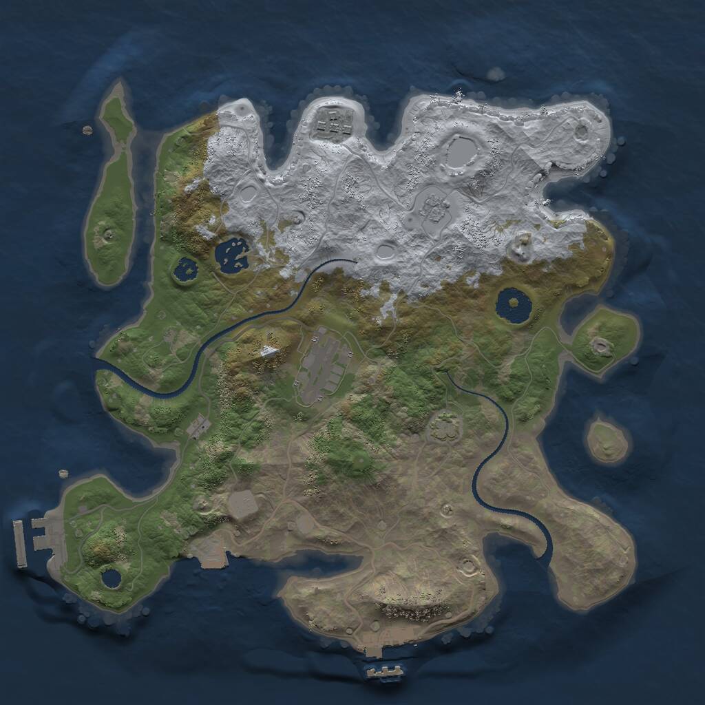 Rust Map: Procedural Map, Size: 3000, Seed: 111119101, 8 Monuments