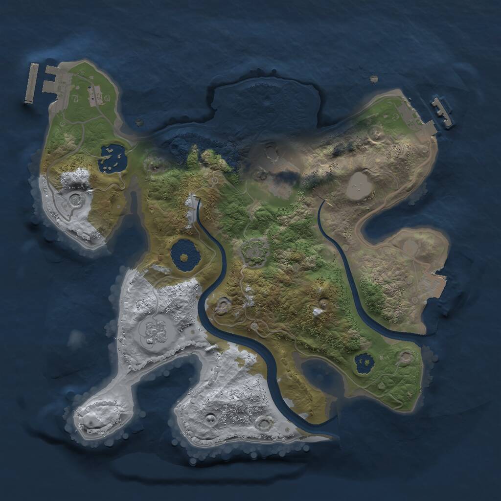 Rust Map: Procedural Map, Size: 2500, Seed: 12128, 8 Monuments