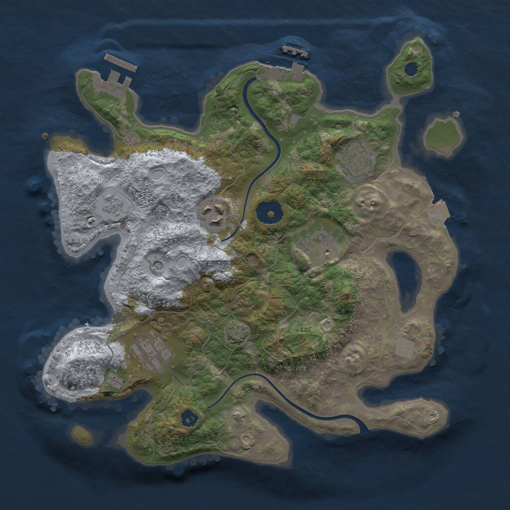 Rust Map: Procedural Map, Size: 3000, Seed: 85672, 10 Monuments