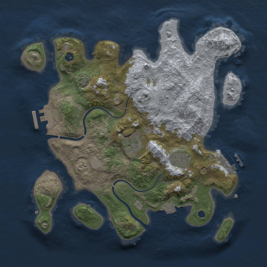 Rust Map: Procedural Map, Size: 3000, Seed: 15684, 7 Monuments