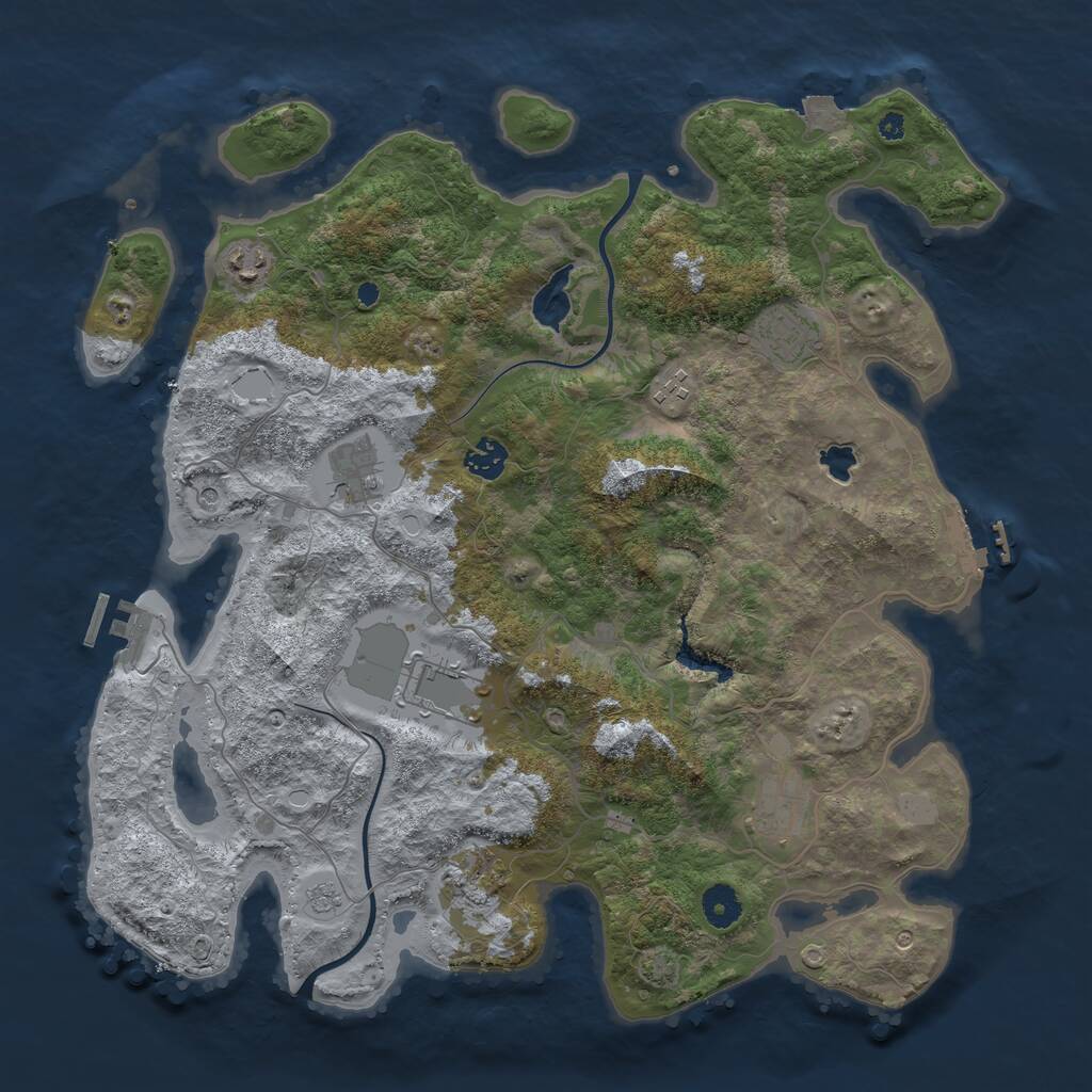 Rust Map: Procedural Map, Size: 4000, Seed: 634643512, 14 Monuments
