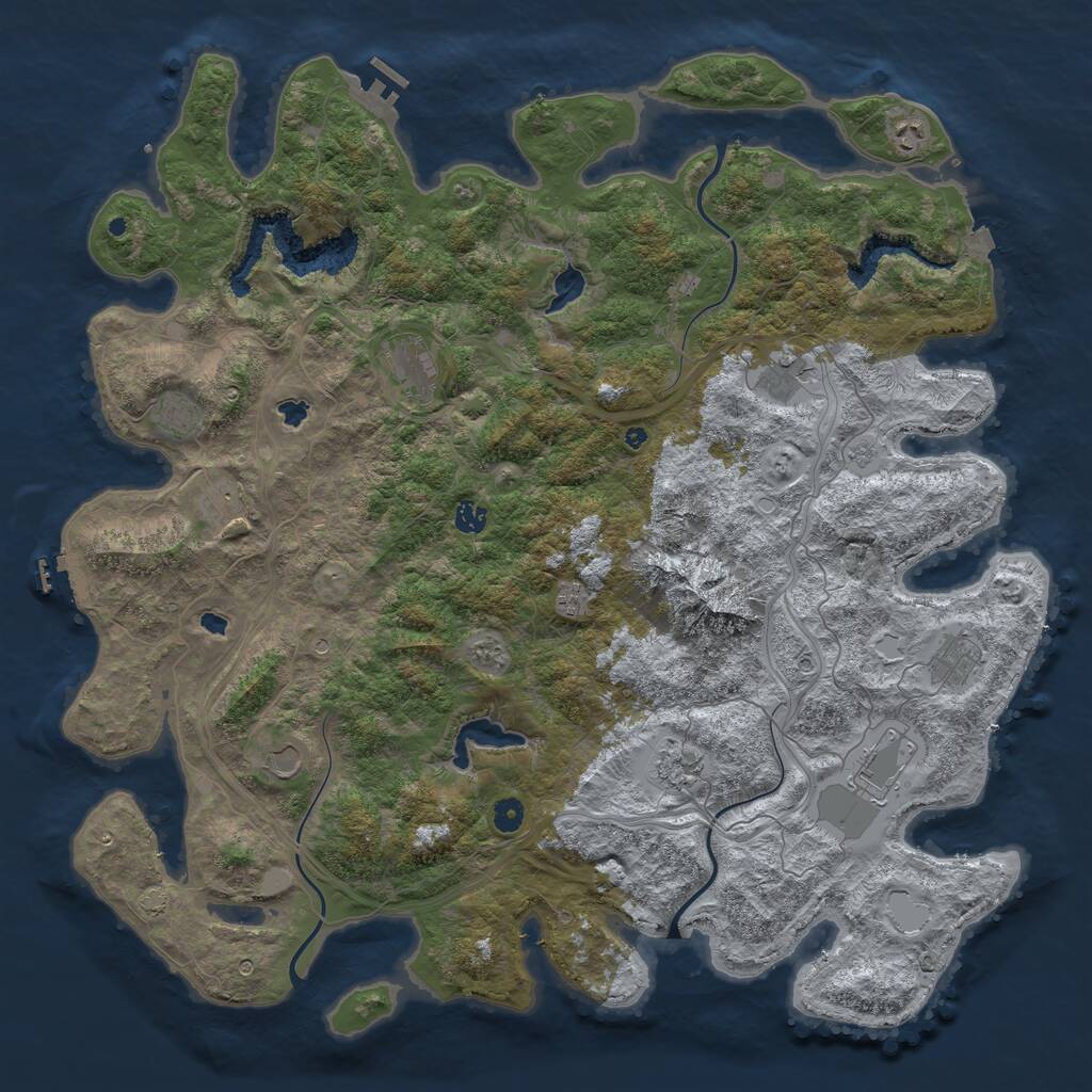 Rust Map: Procedural Map, Size: 5000, Seed: 119854873, 17 Monuments